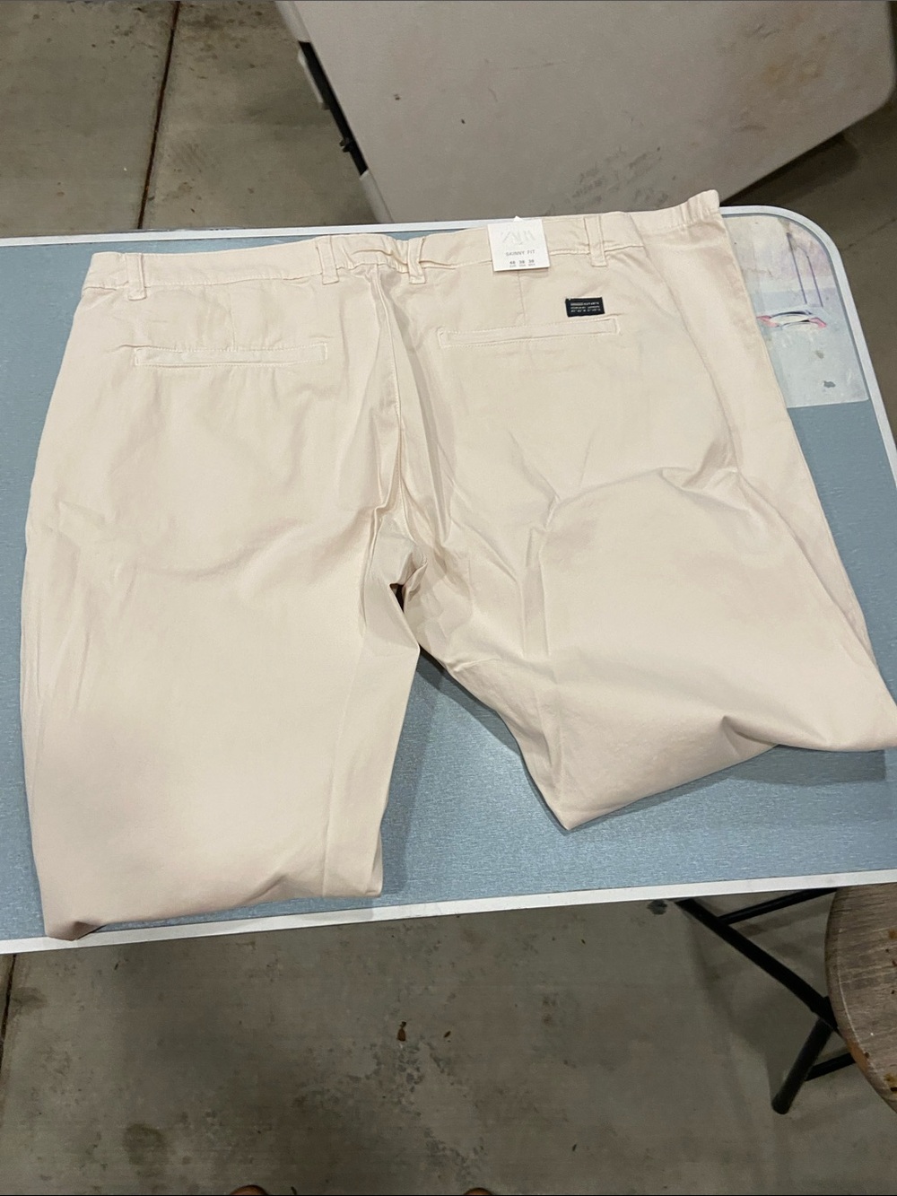 Zara Men's Slim Chino Pants - Cream Beige